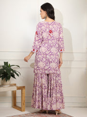 Block Print with Chikankari Kurta and Sharara