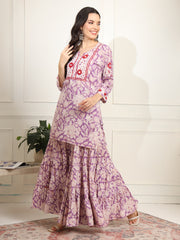 Block Print with Chikankari Kurta and Sharara