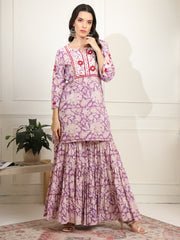 Block Print with Chikankari Kurta and Sharara