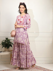 Block Print with Chikankari Kurta and Sharara