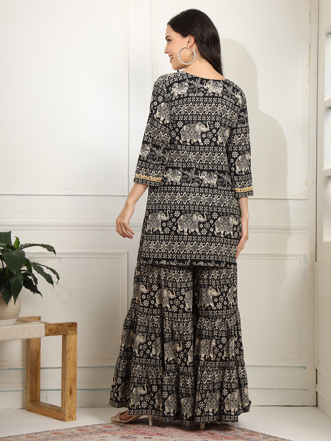 Block Print with Chikankari Kurta and Sharara - Sufiza Lifestyle