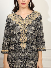 Block Print with Chikankari Kurta and Sharara - Sufiza Lifestyle