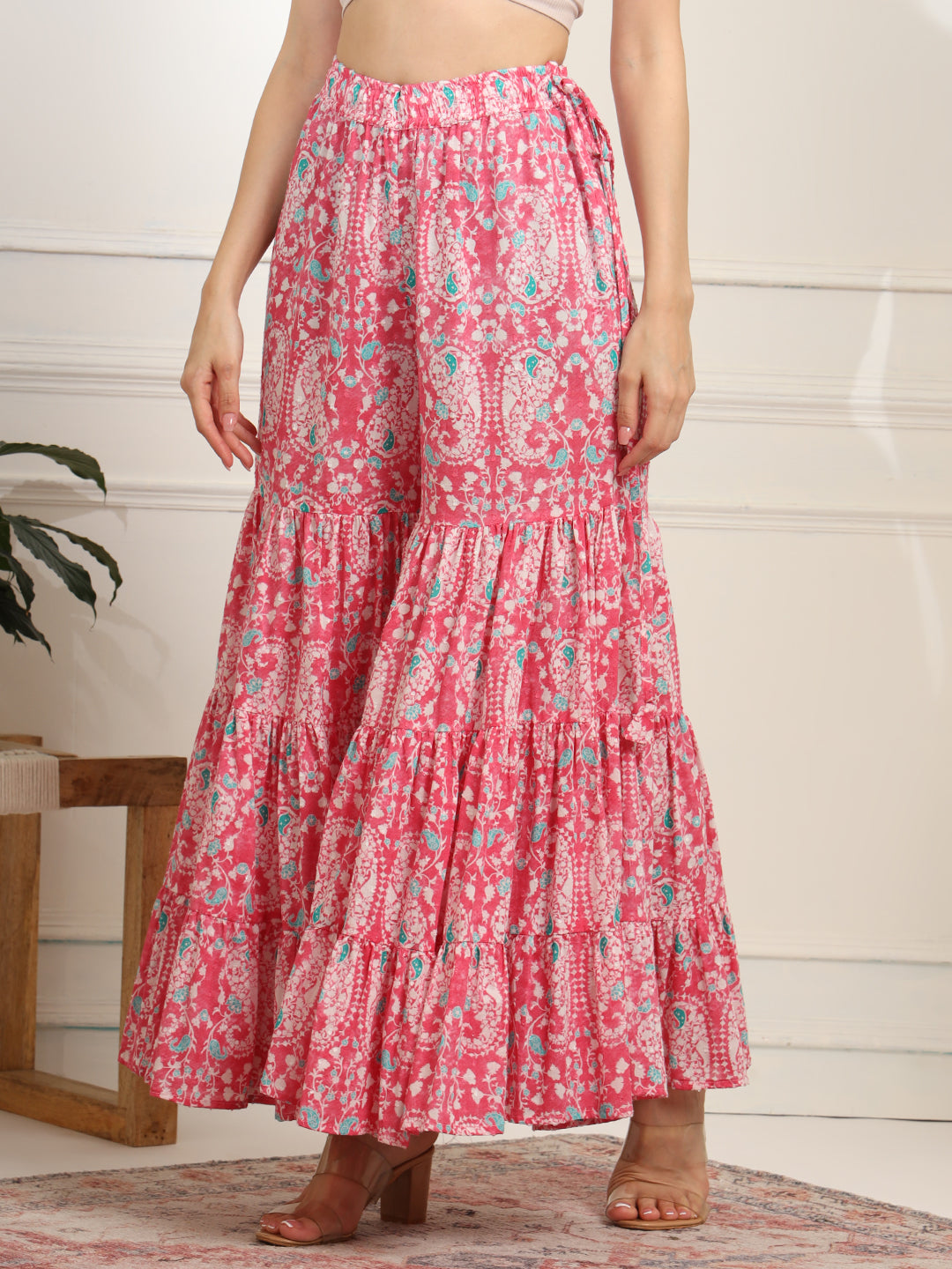 Block Print with Chikankari Kurta and Sharara - Sufiza Lifestyle