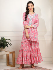 Block Print with Chikankari Kurta and Sharara - Sufiza Lifestyle