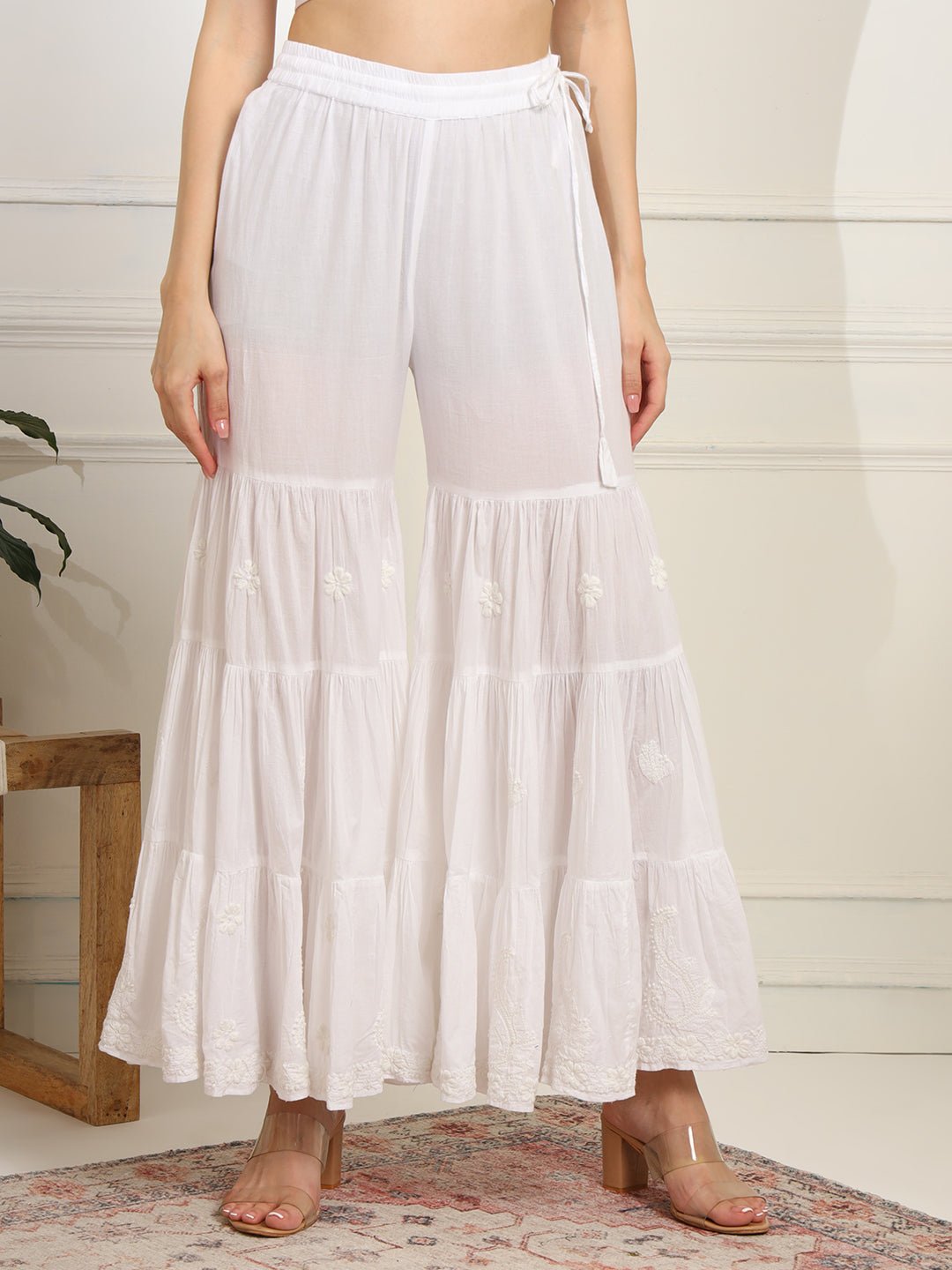 White cotton Kurta with White Thread Embroidery - Sufiza Lifestyle