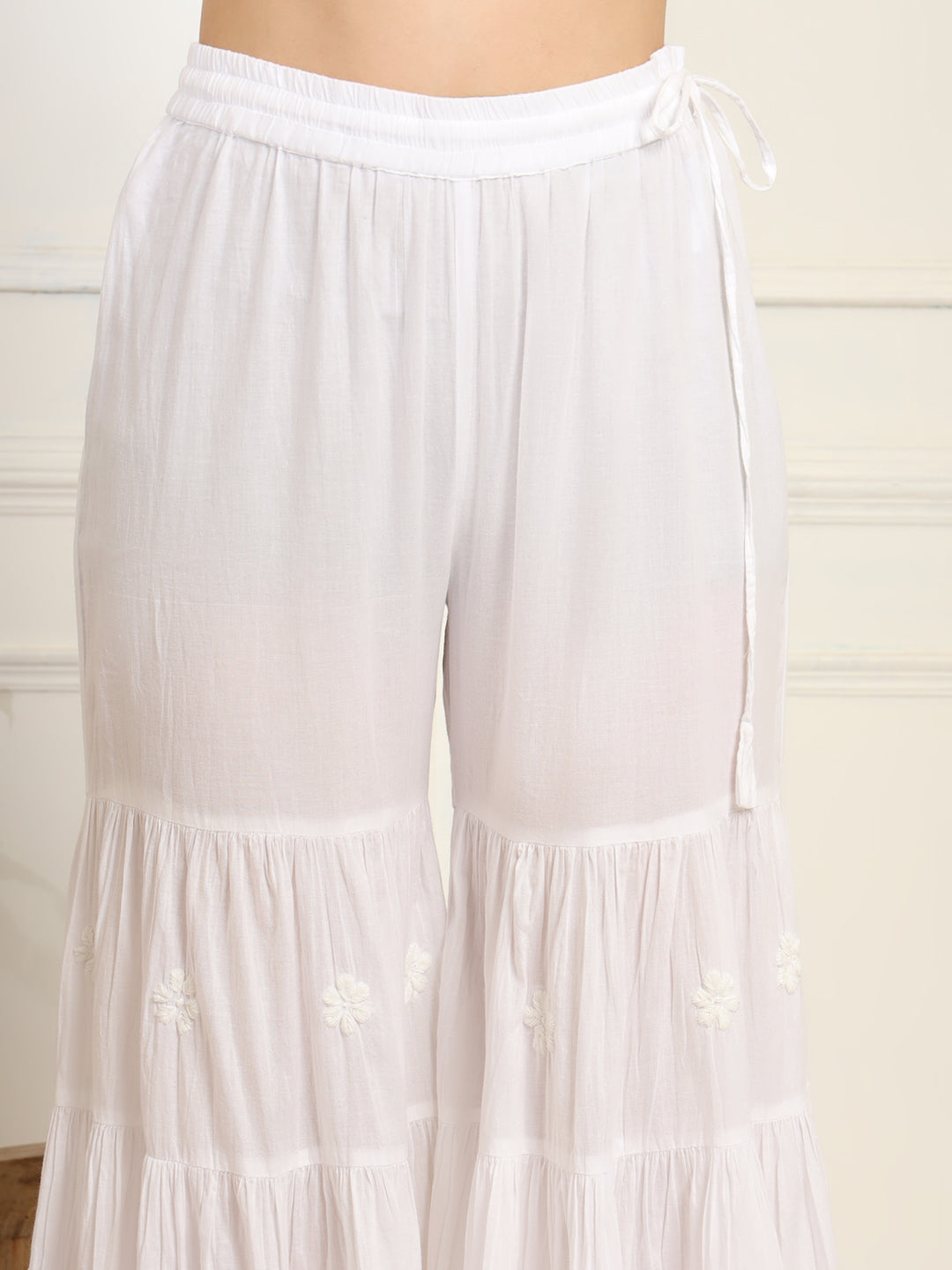 White cotton Kurta with White Thread Embroidery - Sufiza Lifestyle