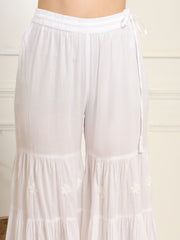 White cotton Kurta with White Thread Embroidery - Sufiza Lifestyle