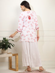 Cream Color Viscose Cotton Kurta with Multi Color Thread Embroidery - Sufiza Lifestyle