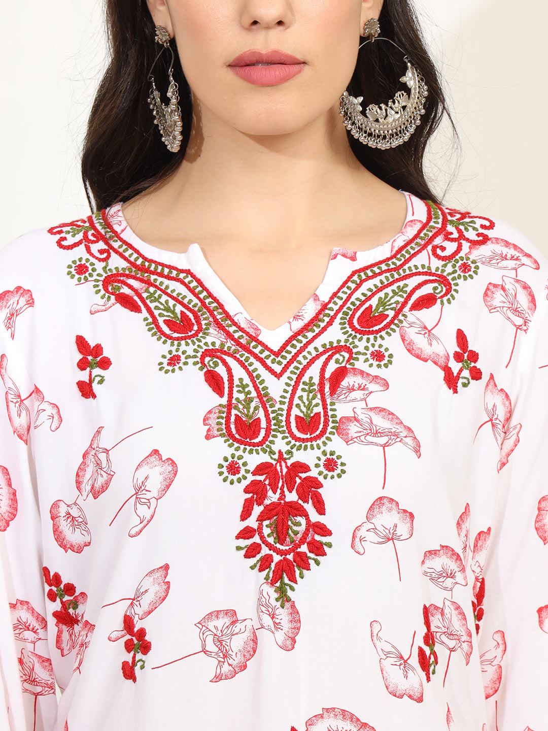 Cream Color Viscose Cotton Kurta with Multi Color Thread Embroidery - Sufiza Lifestyle