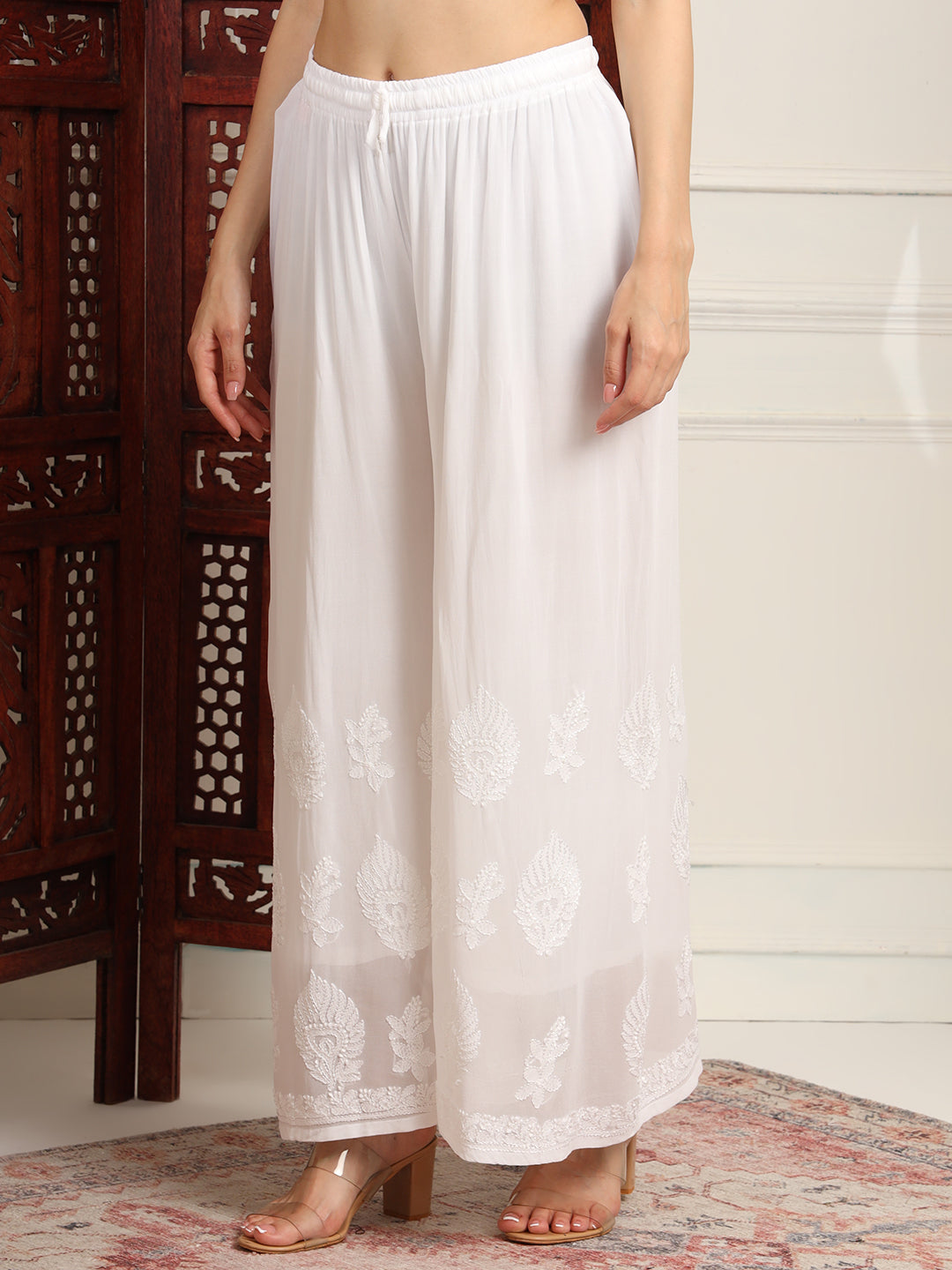 Chikankari Premium  Chanderi Orange Kalidar Kurta Set - Sufiza Lifestyle