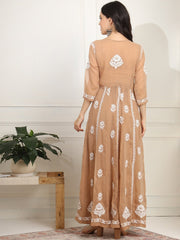 Chikankari Premium Angrakha Anarkali with matching Bottom - Sufiza Lifestyle