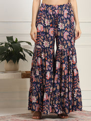 Block Print Fusion with Chikankari Kurta and Sharara