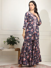 Block Print Fusion with Chikankari Kurta and Sharara