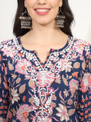 Block Print Fusion with Chikankari Kurta and Sharara