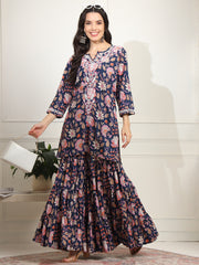 Block Print Fusion with Chikankari Kurta and Sharara