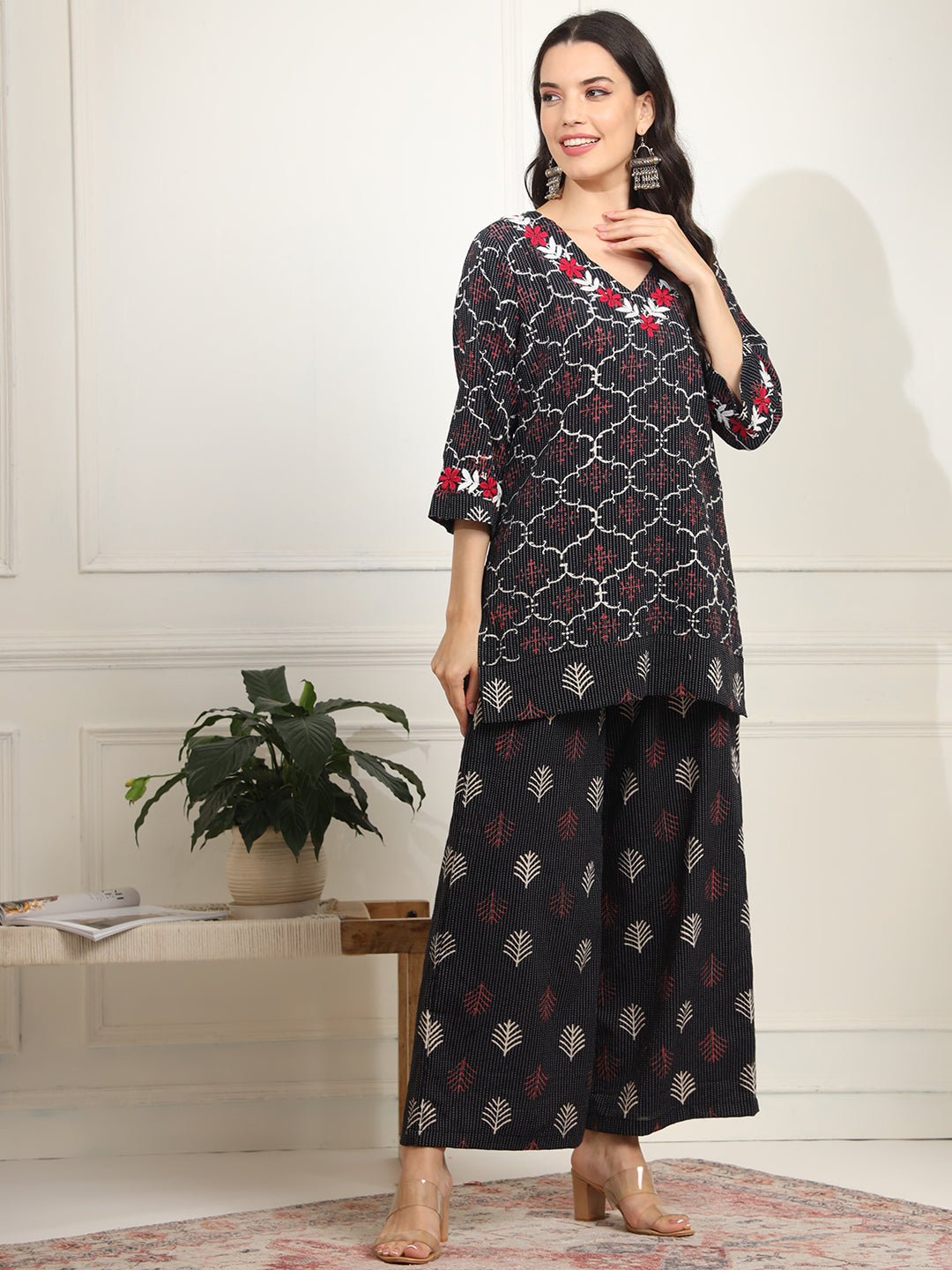 Block Print with Chikankari Kurta and Bottom - Sufiza Lifestyle