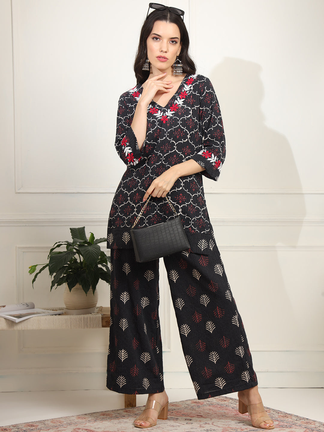 Block Print with Chikankari Kurta and Bottom - Sufiza Lifestyle