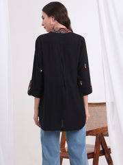 "Sufiza"  Chikankari Viscose Rayon and Ajark Print Shirt S4000