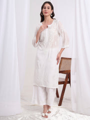 Chinkankari White Muslin Co-ord Set S1001-101