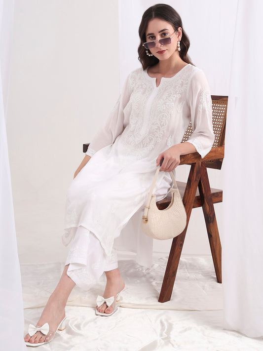 Chinkankari White Muslin Co-ord Set S1001-101