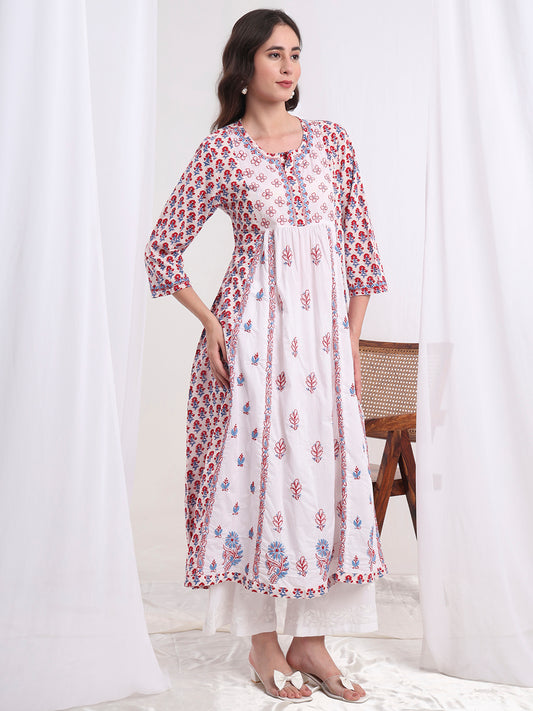 Chikankari Gather Style Kurta S1004