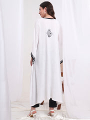 Chikankari White Khadi Cotton Kaftan style Kurta S1006