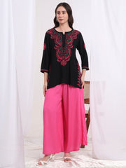 Chikankari Black Cotton Kurti S1007