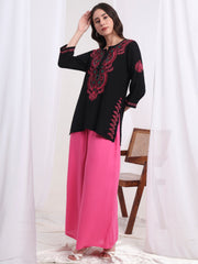 Chikankari Black Cotton Kurti S1007