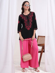 Chikankari Black Cotton Kurti S1007