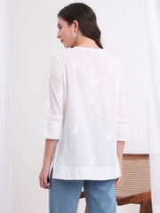 Chikankari Cotton white Kurti S1010