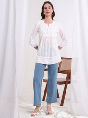 Chikankari Cotton white Kurti S1010