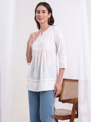 Chikankari Cotton white Kurti S1010