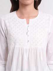 Chikankari Cotton white Kurti S1010