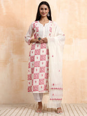 Hand Crafted Chikankari Chanderi Kurta set
