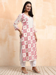 Hand Crafted Chikankari Chanderi Kurta set