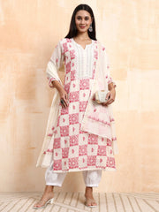 Hand Crafted Chikankari Chanderi Kurta set
