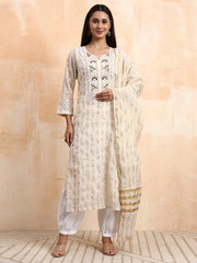 Hand Crafted Premium Kurta Set with Golden Work