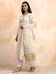 Hand Crafted Premium Kurta Set with Golden Work