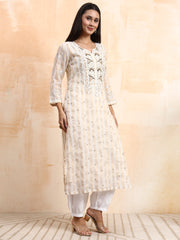 Hand Crafted Premium Kurta Set with Golden Work