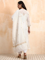 Hand Crafted Mul Chanderi with Zradosi Highlighted Kurta set