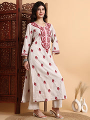Hand Crafted Chikankari Lurex Cotton Kurta Set