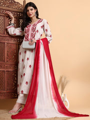 Hand Crafted Chikankari Lurex Cotton Kurta Set