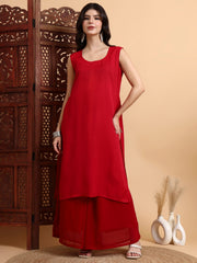 Hand Crafted Bakhiya Chikankari Georgette Kurta Set