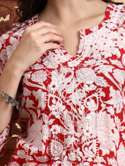 Hand Block Chikankari Kurta Sharara Set