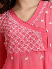 Hand crafted Chiknkari Kalidar Kurta Set