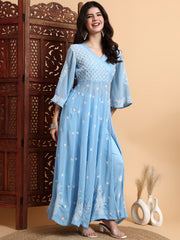 Hand Crafted Chinakari Kalidar kurta Set