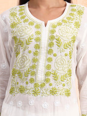 Hand Crafted Chikankari Mul Chanderi Kurta Set