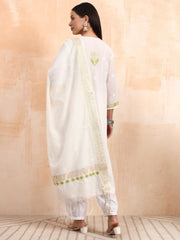 Hand Crafted Chikankari Mul Chanderi Kurta Set