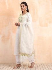 Hand Crafted Chikankari Mul Chanderi Kurta Set