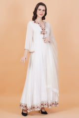 Silver Drop Georgette Zardosi Work Kalidar Dress - Sufiza Lifestyle